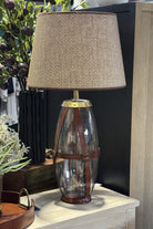 Hertfordshire Glass Lamp with Tan Leather Straps - Magpie Style