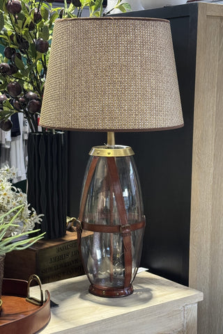 Hertfordshire Glass Lamp with Tan Leather Straps