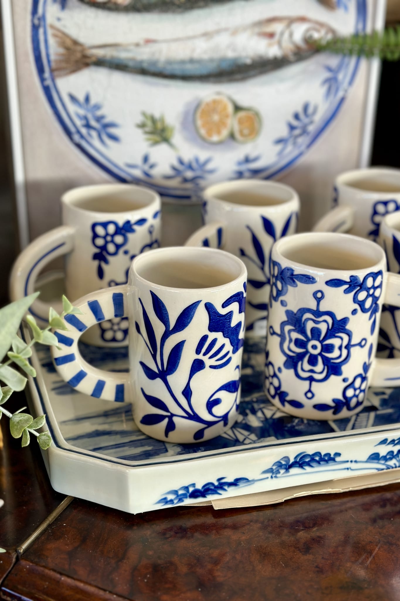 Bernisse Mug - Blue/White Mosaic - Magpie Style