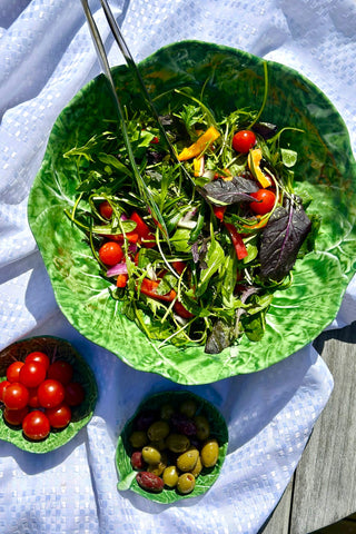 Green Cabbage Leaf Melamine Salad Bowl 32cm