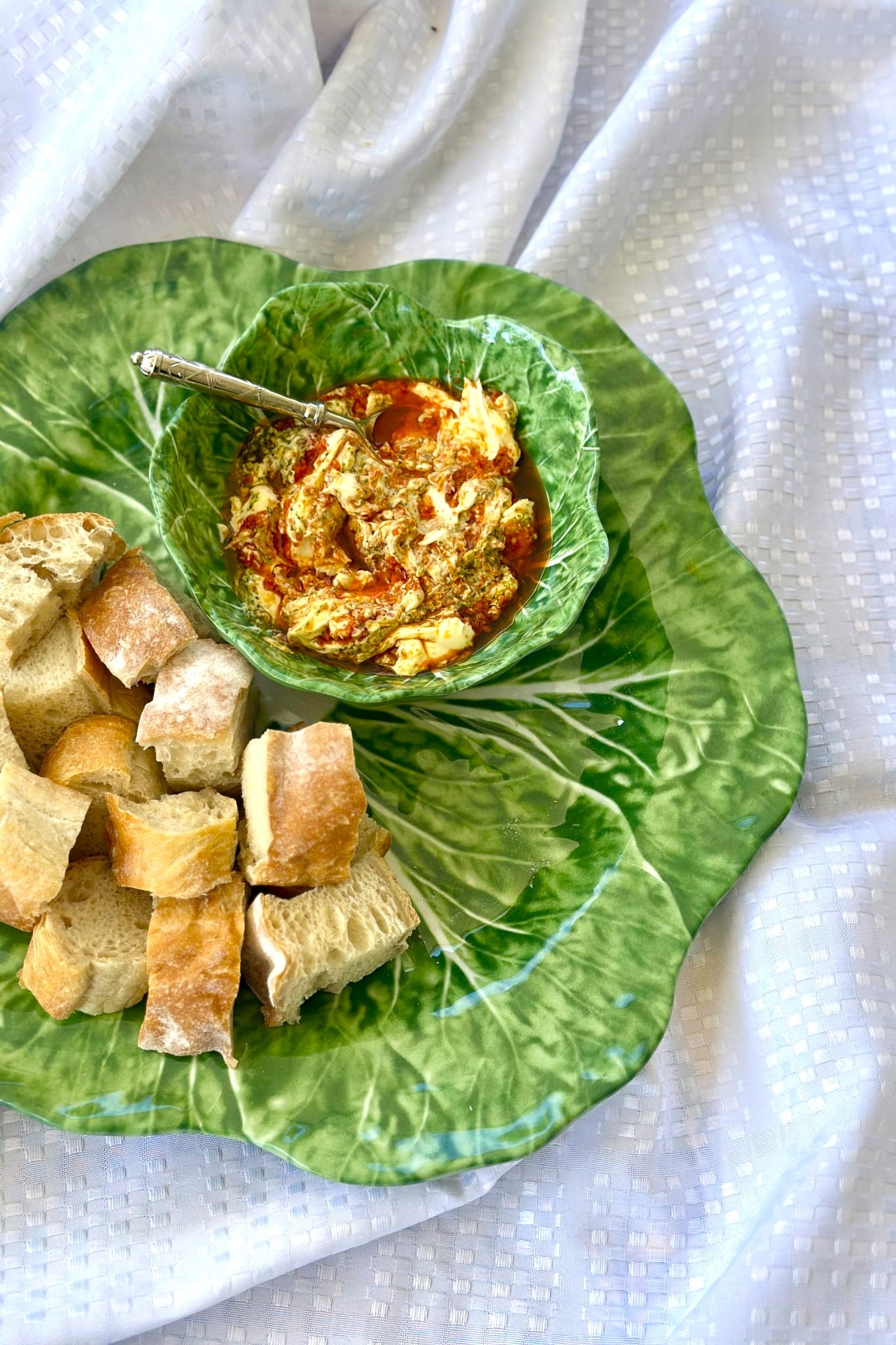 Green Deep Cabbage Leaf Melamine Platter 40cm - Magpie Style
