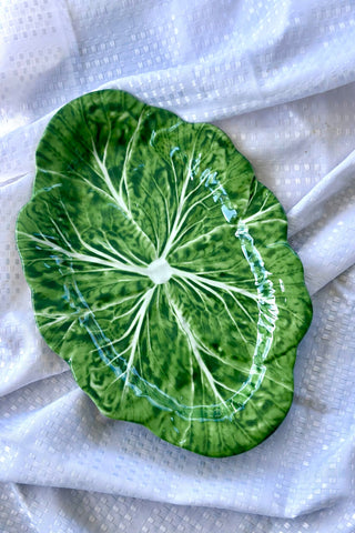 Green Large Oval Cabbage Melamine Platter 40cm