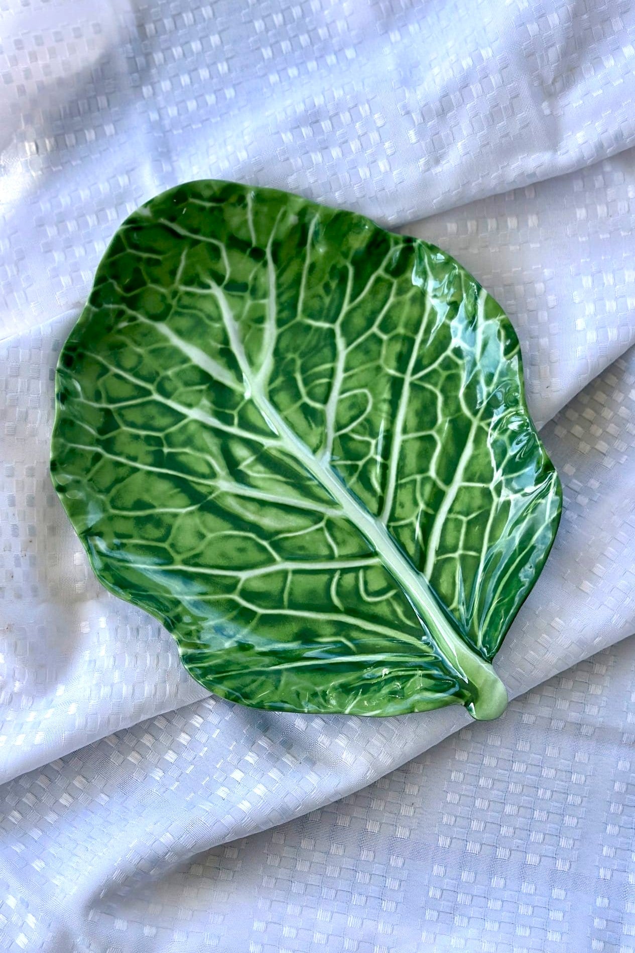 Green Stemmed Cabbage Leaf Melamine Platter 30cm - Magpie Style