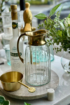 Ribbed Glass Water Jug - Gold - Magpie Style