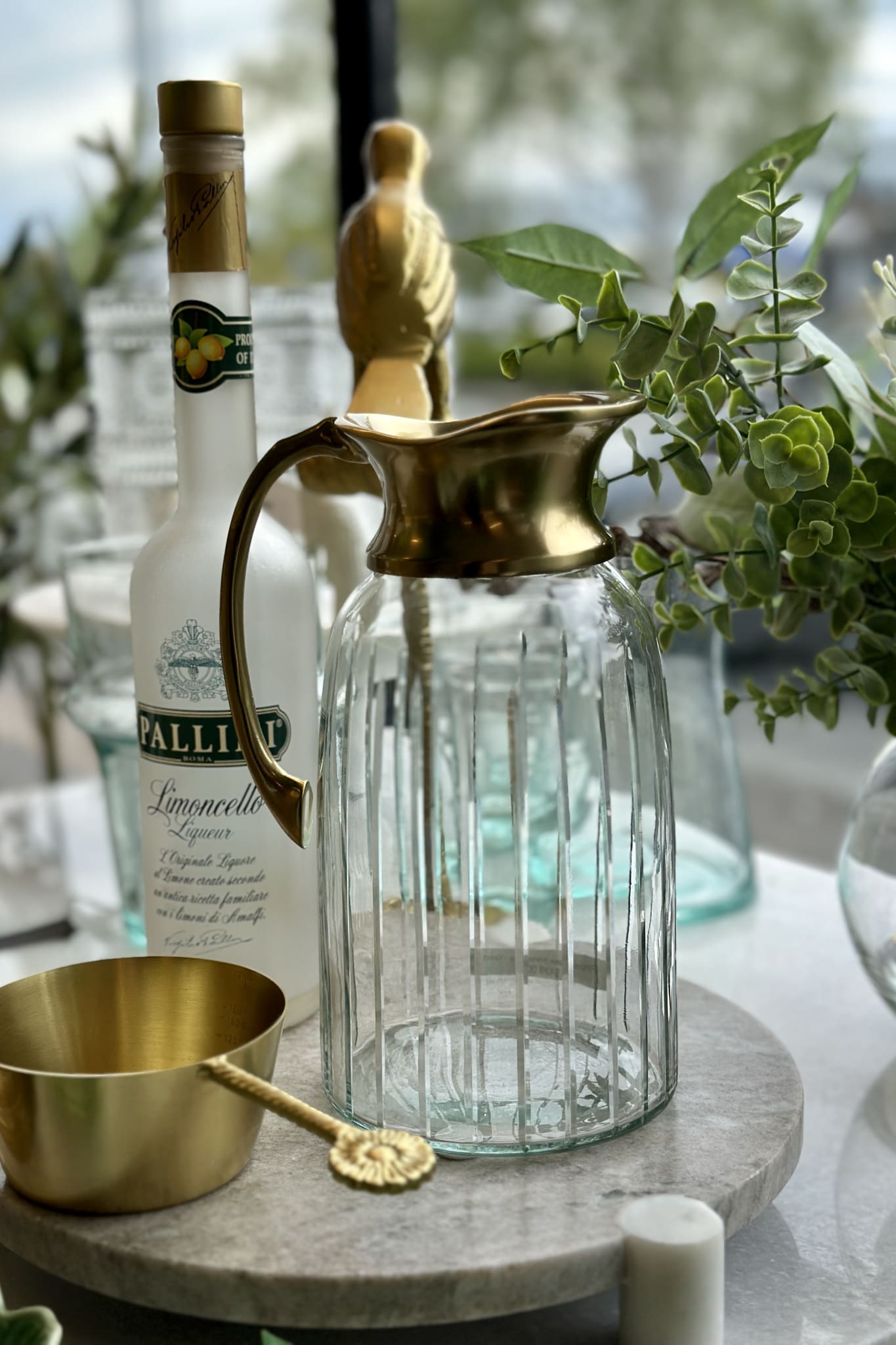 Ribbed Glass Water Jug - Gold - Magpie Style