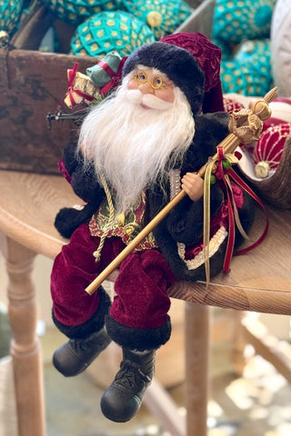 Santa in Burgandy Sitting 40cm