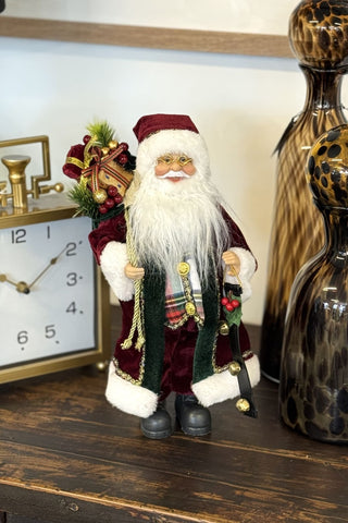 Standing Santa In Burgandy 30cm