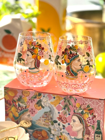 Italian Summer Glass Tumblers Set Of 2