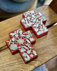 Wide Red Cross with Milagros