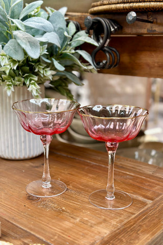 Highat Glass Coupe -  Pink/Gold (Set of 2)