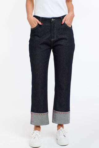 365 DAYS Susie Red Stitch Jeans - Dark Denim