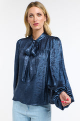 365 DAYS Pussy Bow Top - Midnight