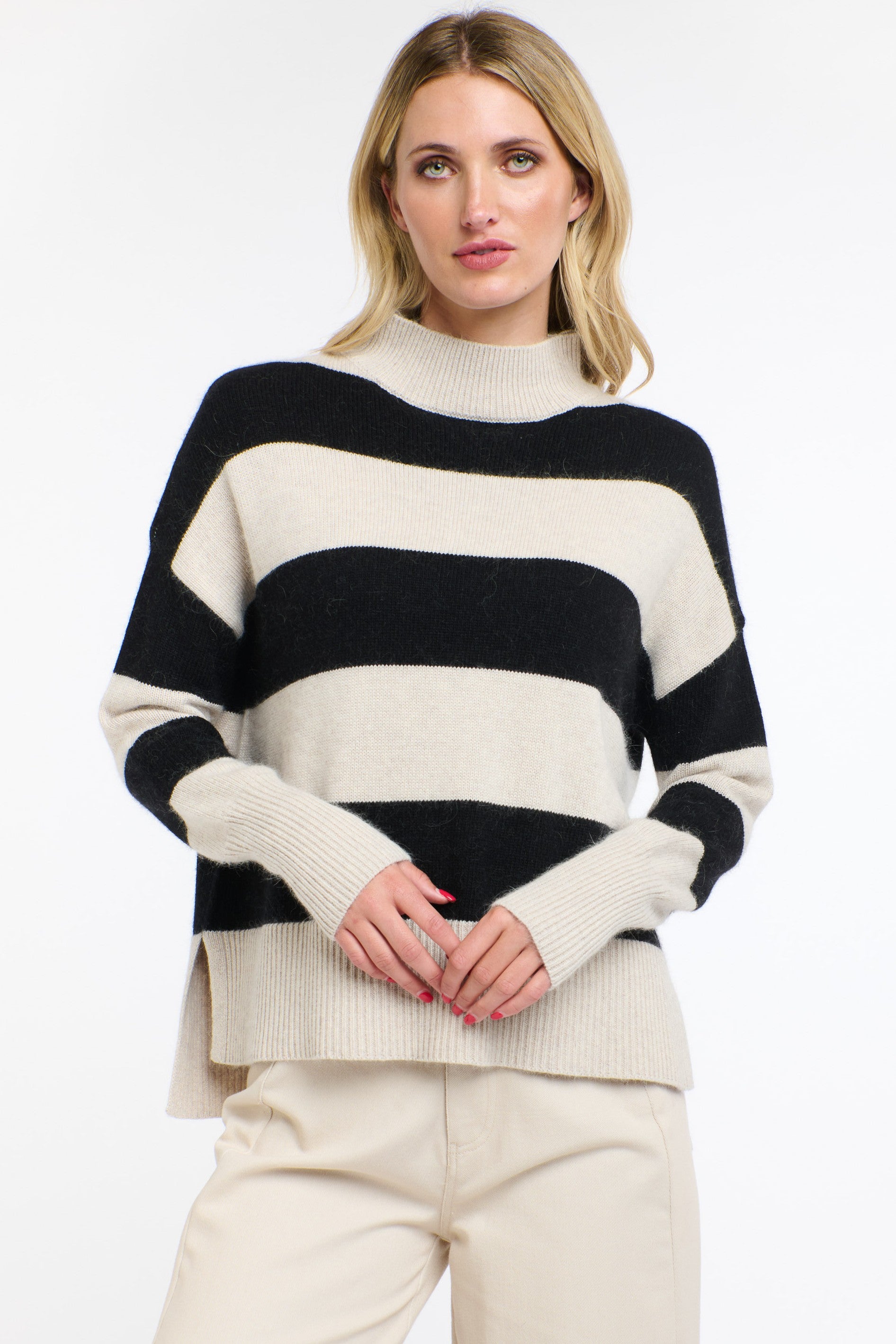 365 DAYS Gracie Angora Stripe Knit - Black/Natural - Magpie Style