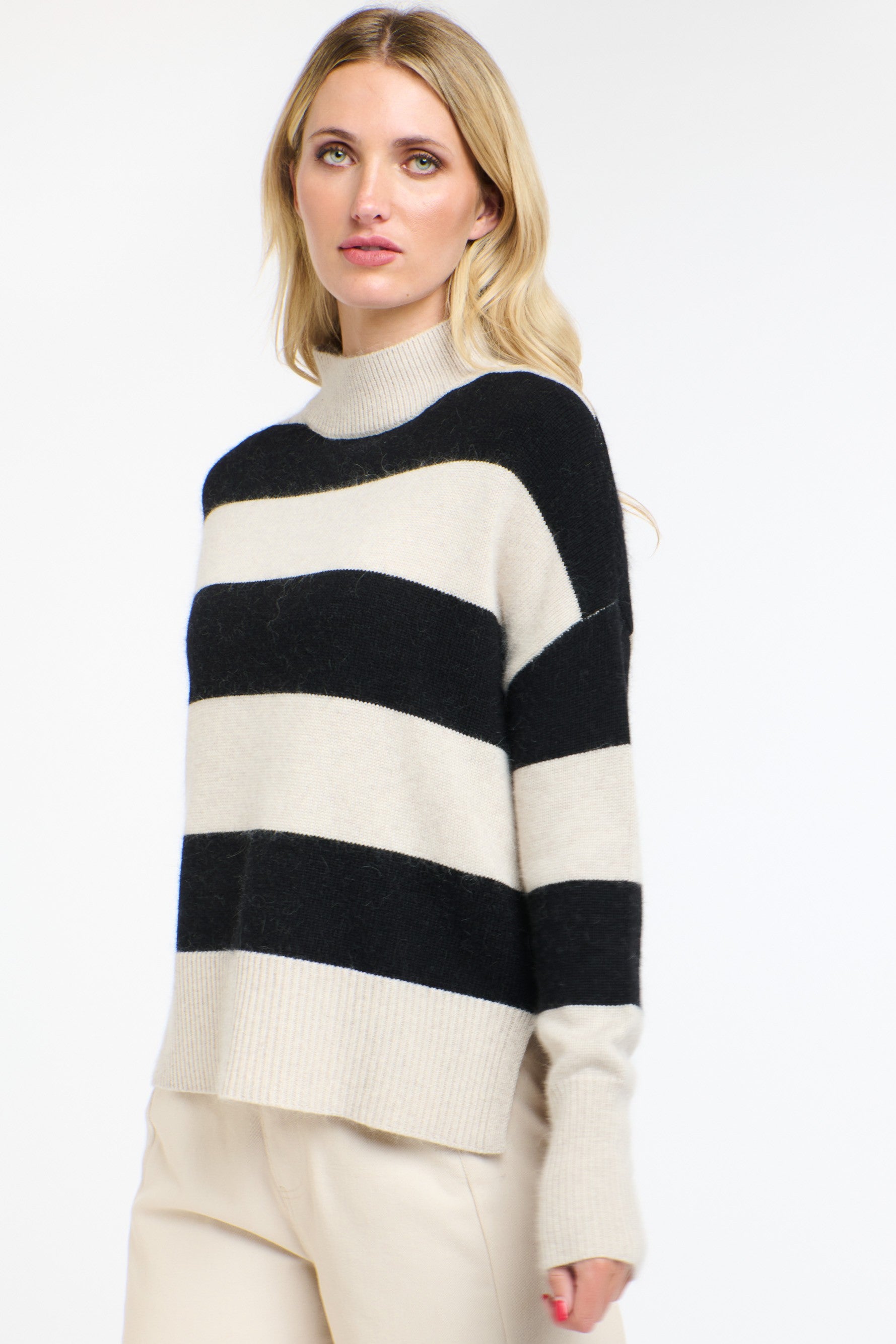 365 DAYS Gracie Angora Stripe Knit - Black/Natural - Magpie Style