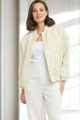 URBAN LUXURY Sequin Bomber - Cream