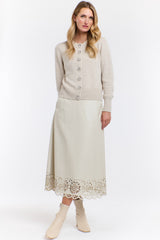 365 DAYS Raven Pu Laser Cut Skirt - Parchment