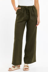 365 DAYS Perry Linen Drawcord Pant - Khaki