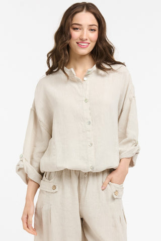 URBAN LUXURY Linen Bomber - Beige