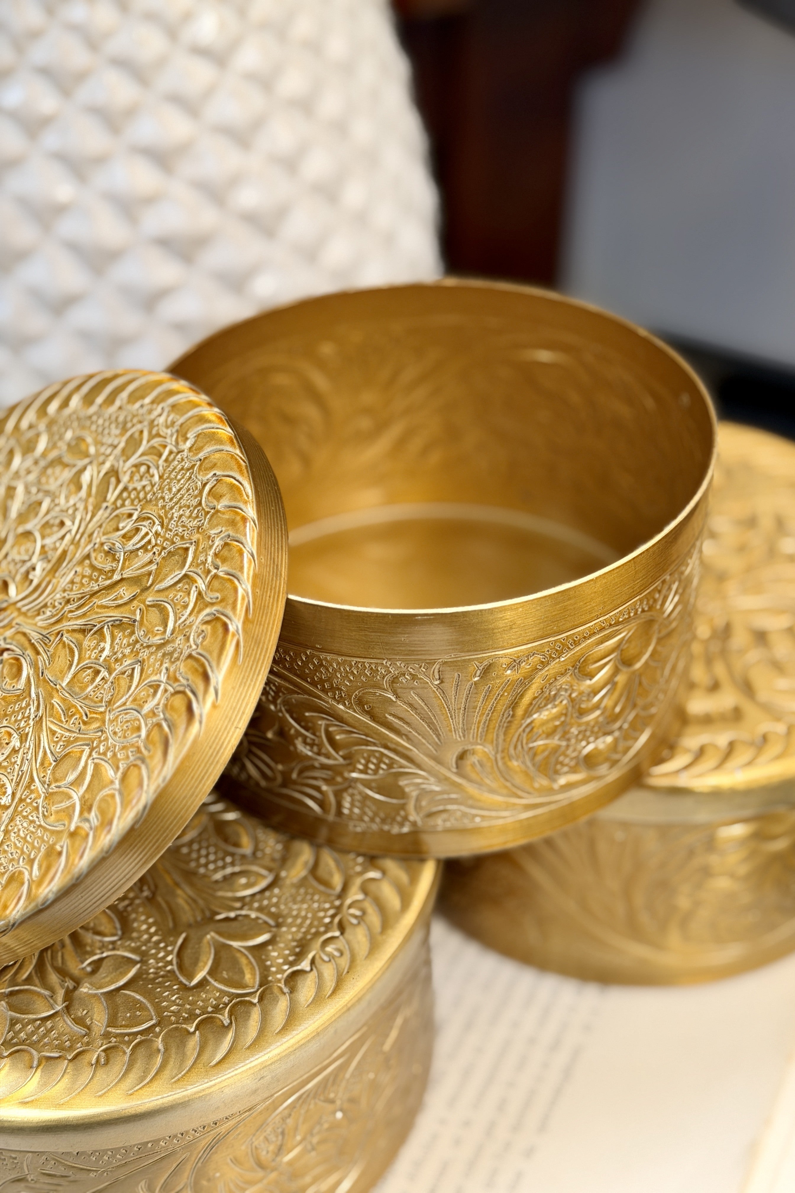 Small Embossed Brass Box - Magpie Style