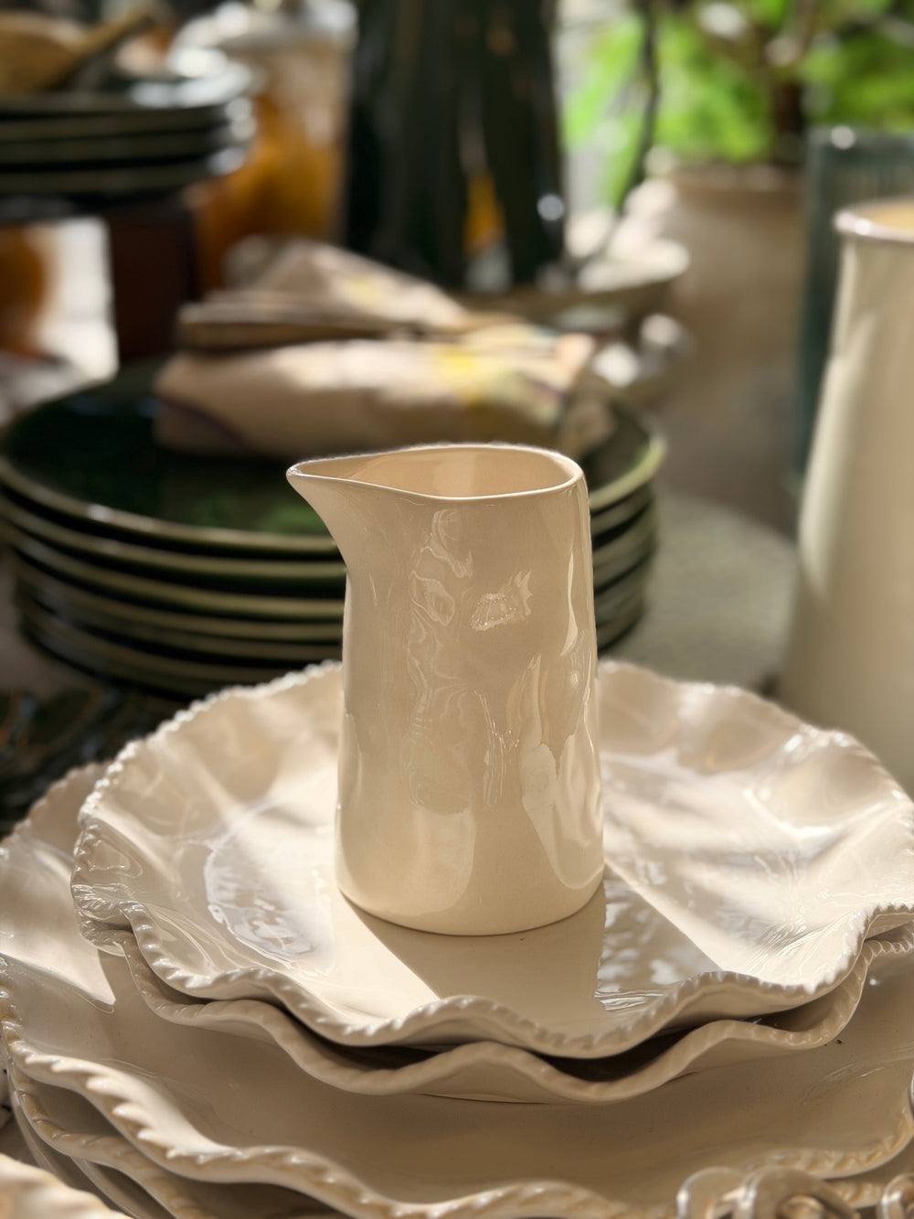 Ivory Sculpted Ceramic Mini Jug