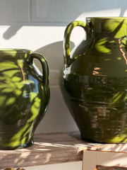 Olive Green Twin Handle Vase - Large