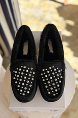 KATHRYN WILSON Park Ave Slipper - Black Calf Hair