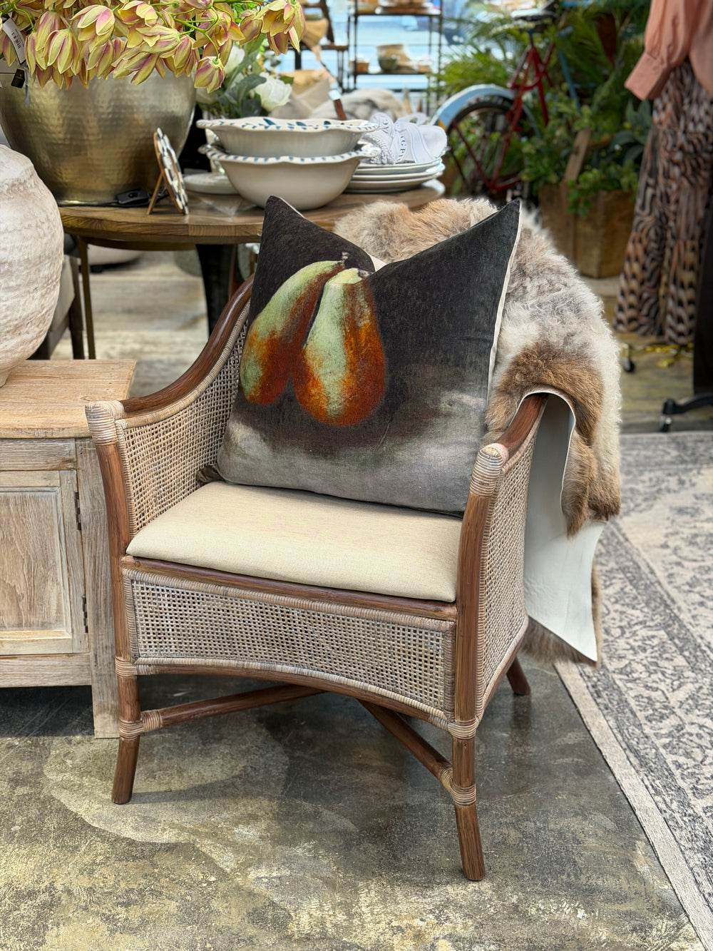 Sanur Armchair - Smoke Grey/White Wash & Oatmeal