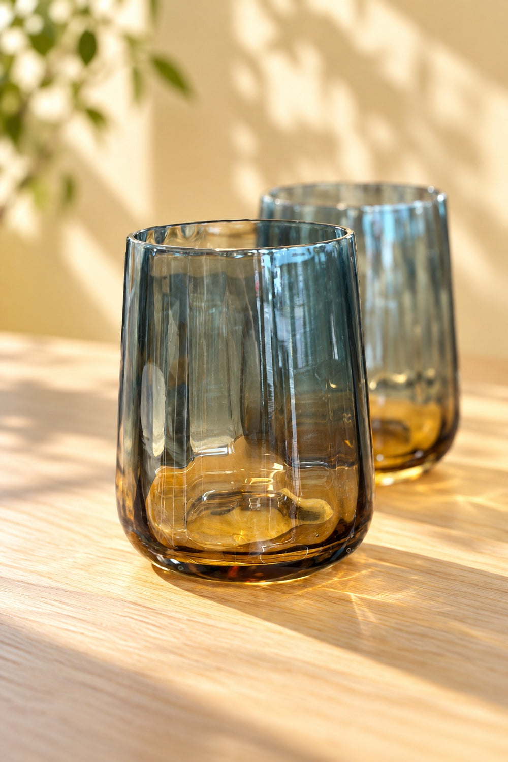 Smoke Amber Ombre Tumbler Glasses  (Set of 2)