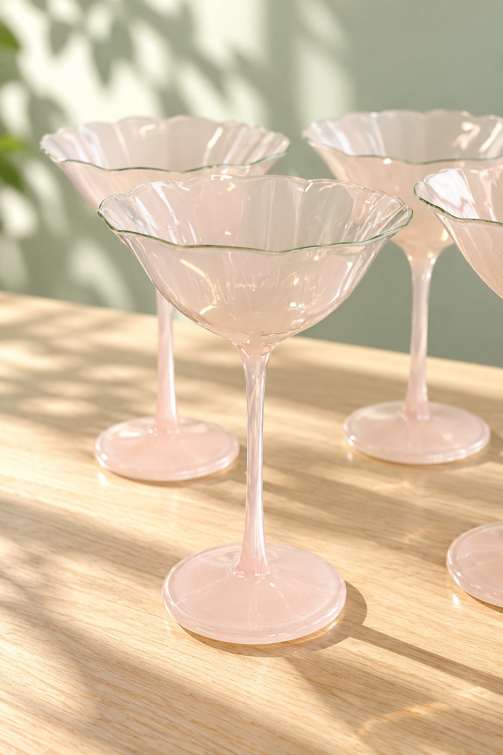 Ivory Scallop Rim Martini Glass Set