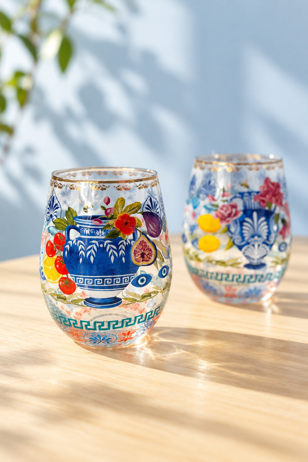 Mediterranean Summer Glass Tumblers - Set of 2