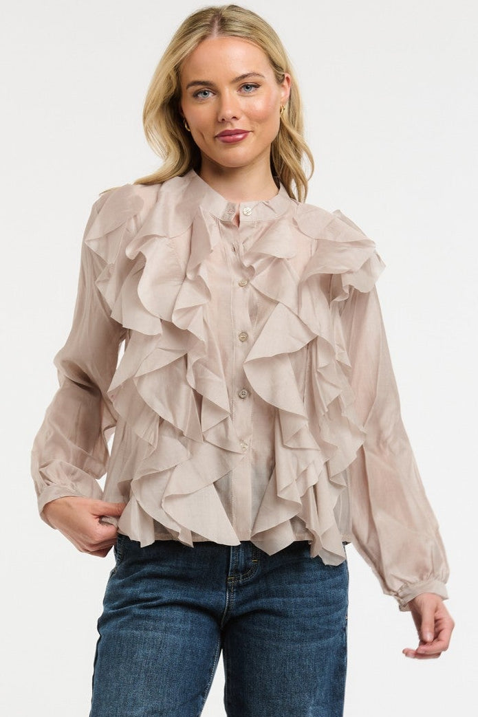 URBAN LUXURY Chiffon Blouse - Champagne