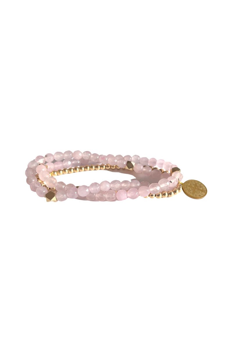 LINDI KINGI Beaded Bracelet Set - Himalayan Pink and Gold - Magpie Style