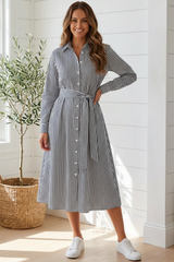 LEONI Lika Shirt Dress - Navy Stripe