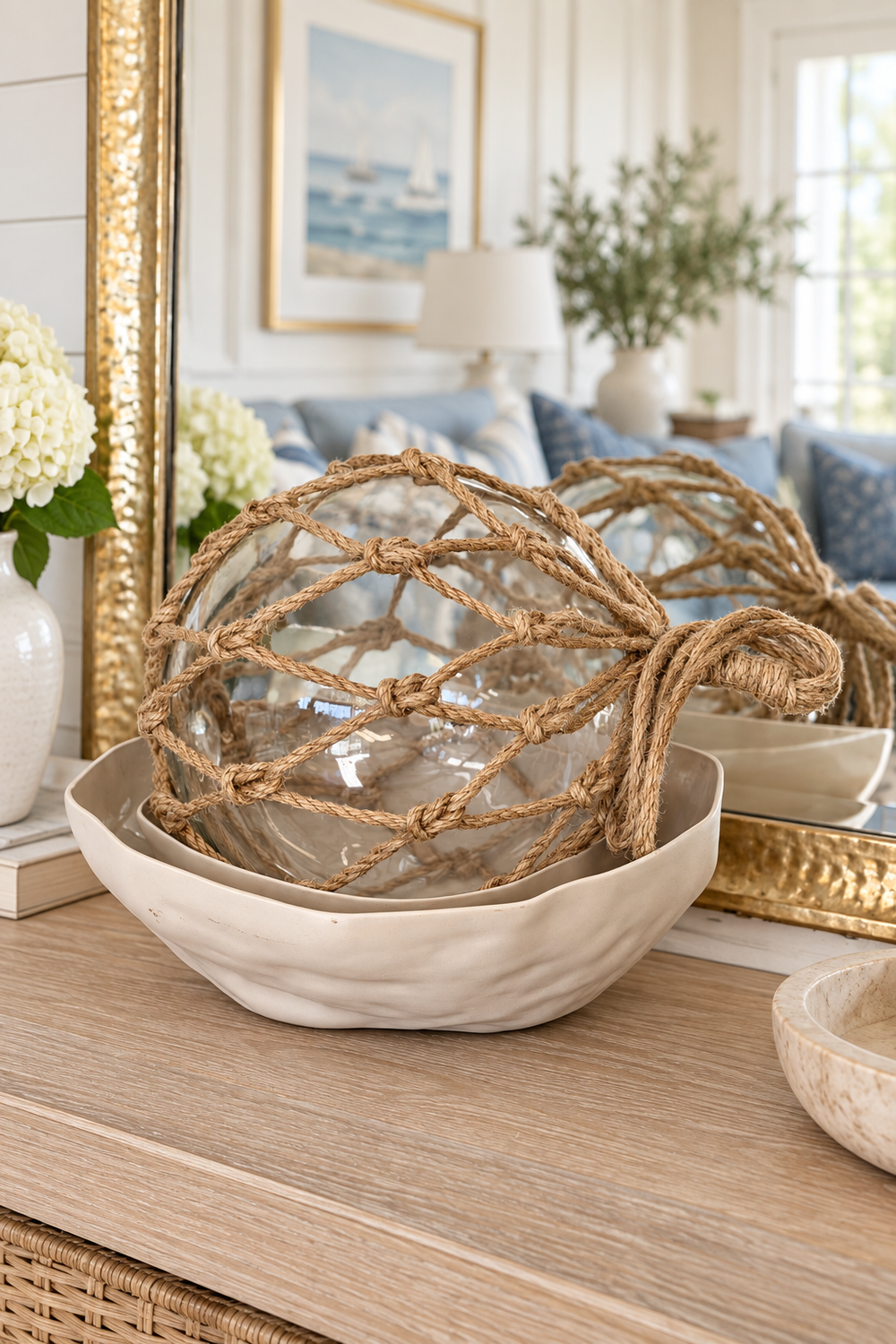 Large Buoy Glass Ball w Rope
