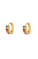 Wide Multi Crystal Ear Huggies - 18ct gold plated