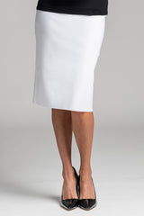 PAULA RYAN Regular Stretch Pencil Skirt Bonded Microjersey - White