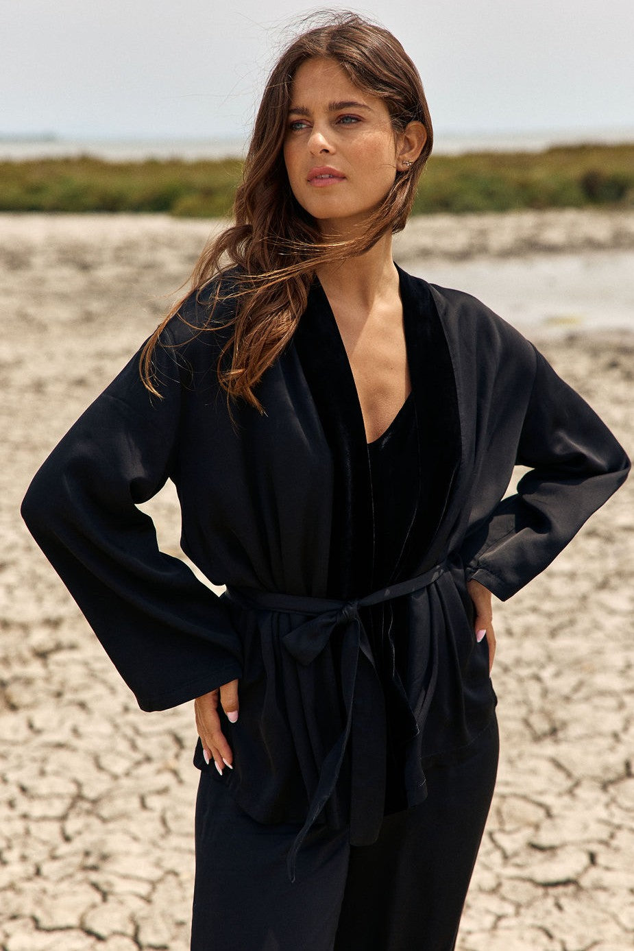 LAUREN VIDAL Ambre Kimono - Noir - Magpie Style