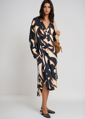 LAUREN VIDAL Celia Graphic Loose Tunic Dress