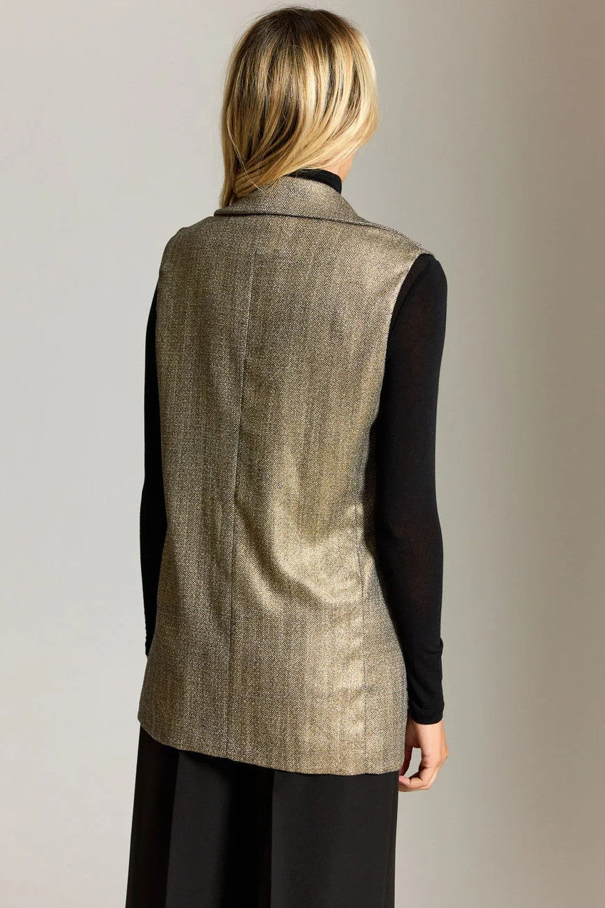 LAUREN VIDAL Valeria Gold Sleeveless Jacket - Magpie Style