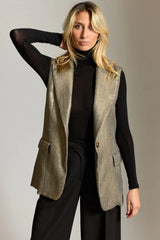 LAUREN VIDAL Valeria Gold Sleeveless Jacket