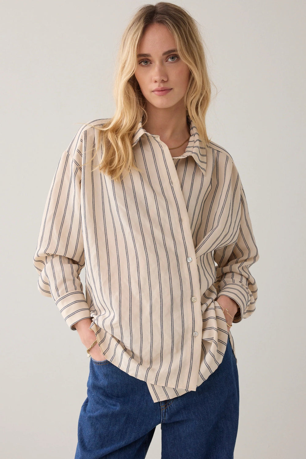 SUMMUM Blouse with Chenille Stripe