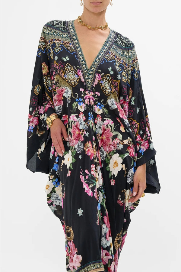 CAMILLA T Shape Long Kaftan - Midnight in Monserrate