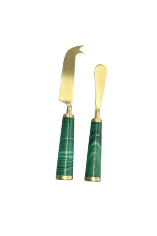 Cheese Knife Set - Green & Gold