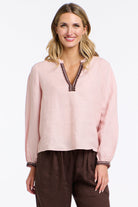 365 DAYS Anika Embroidered Linen Top - Dusty Pink
