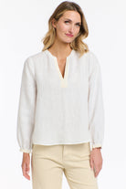 365 DAYS Anika Embroidered Linen Top - White