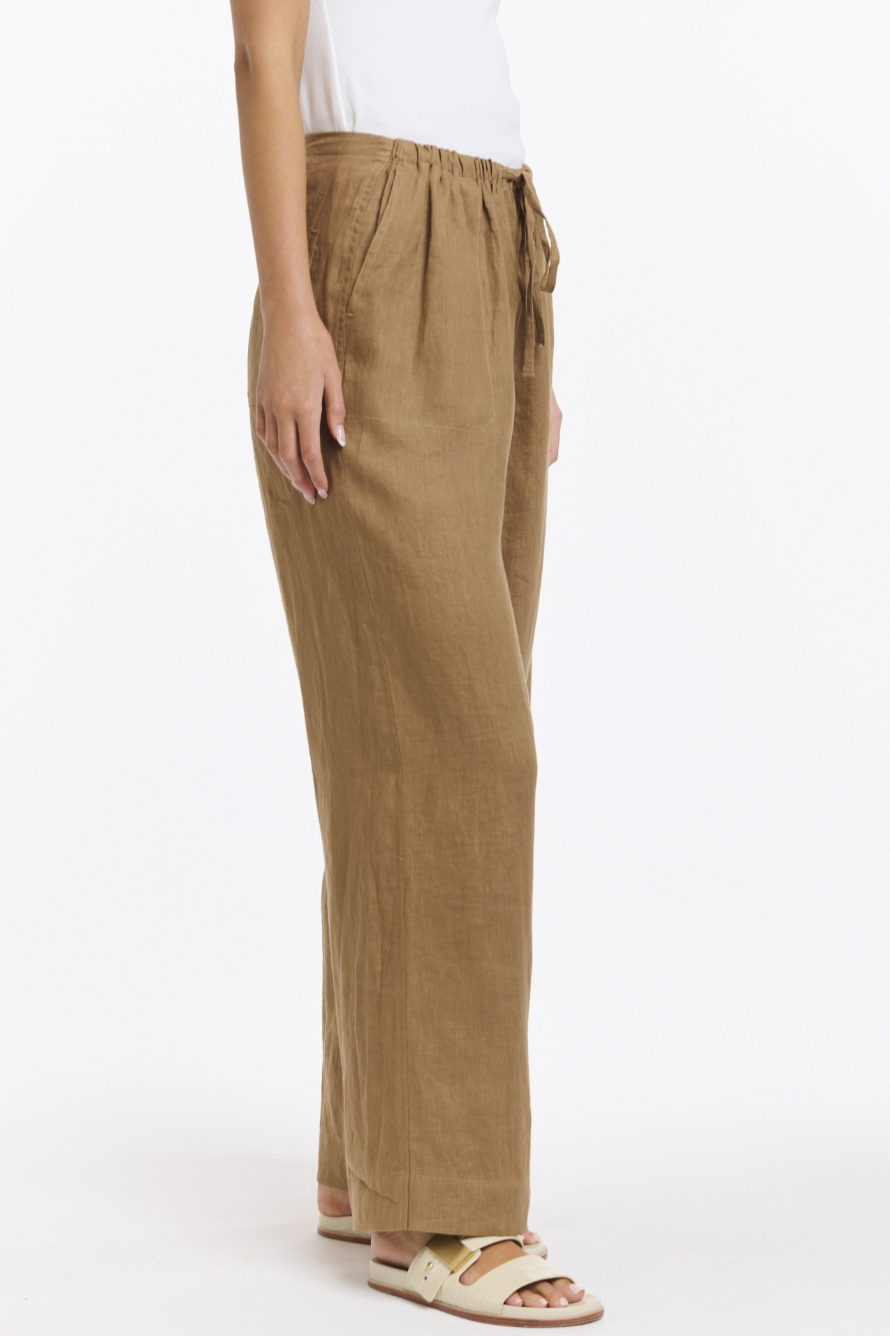 365 DAYS Perry Linen Drawcord Pant - Toffee