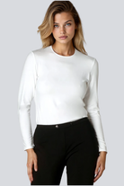 PAULA RYAN Slim Fit Long Sleeve Crew Neck Top - Ecovero White - Paula Ryan