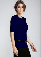 PAULA RYAN Slim Fit Half Sleeve Crew Neck - Merino Navy - Paula Ryan