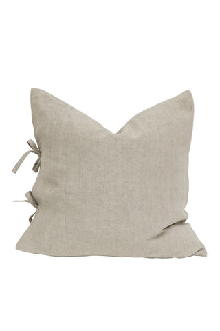 Flax Tie Cushion - Light Grey