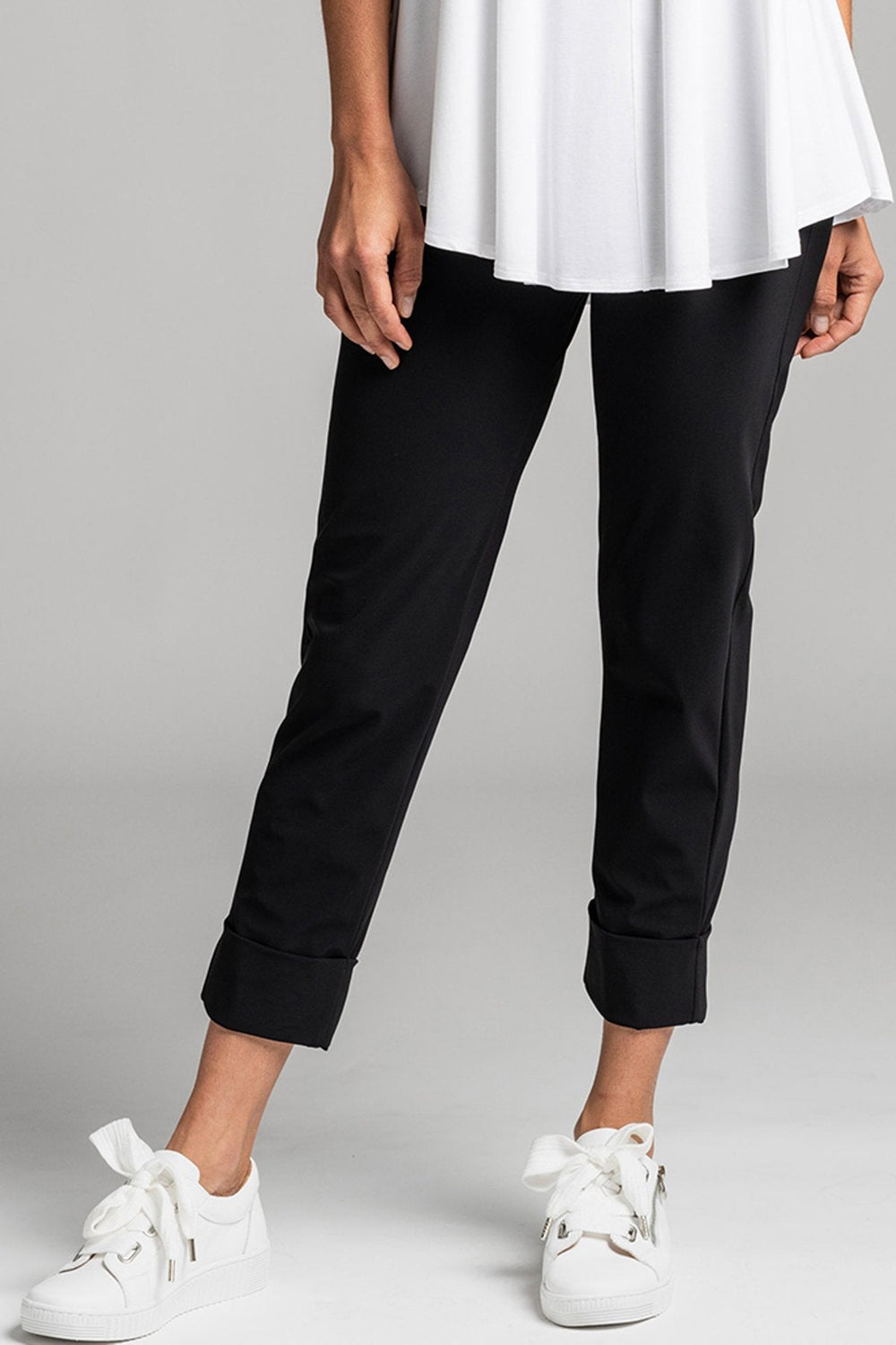 PAULA RYAN ESSENTIALS Wide Cuff Capri Pant - Classic Microjersey Khaki Green